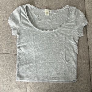 Grey ribbed short sleeve